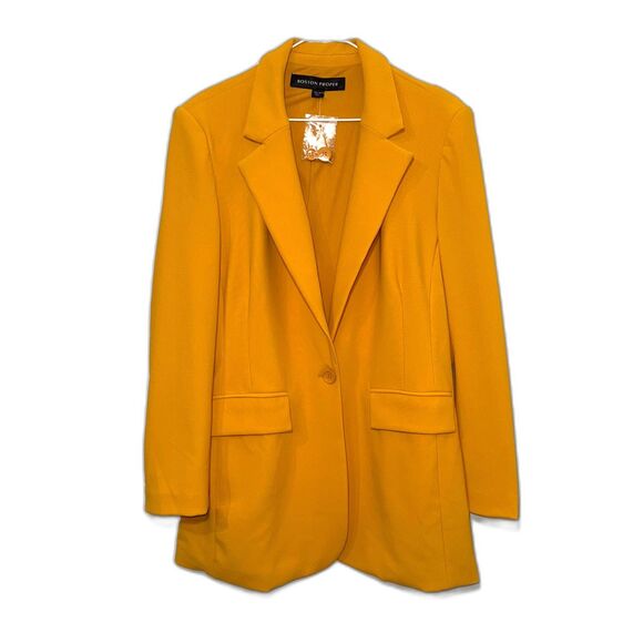 Boston Proper Beyond Travel Classic Boyfriend Blazer - Marigold 16 - Picture 1 of 7